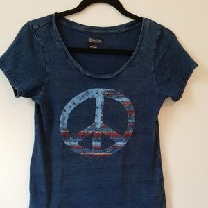 Lucky Brand Tee Shirt Peace Sign Graphic S